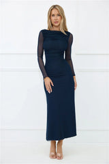 Thinking Pretty Long Sleeve Maxi Dress Navy
