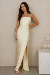 The Violetta Satin Maxi Dress Yellow