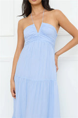 Sunshine Escape Halter Maxi Dress Blue