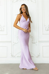 Ultimate Affair Satin Maxi Dress Lilac