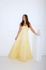 Unforgettable Style Strapless Maxi Dress Yellow