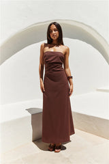 Yasmin Strapless Maxi Dress Brown