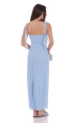 Tassel Strap Maxi Dress in Light Blue
