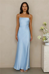 The Violetta Satin Maxi Dress Blue