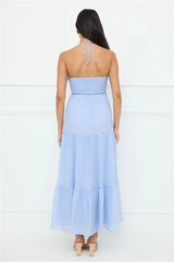 Sunshine Escape Halter Maxi Dress Blue