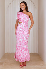 Uplifted One Shoulder Maxi Dress Pink