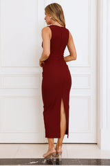 Stylish Boardroom Midi Dress Wine