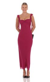 Tassel Strap Maxi Dress in Magenta