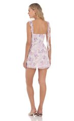 Tassel Strap Floral Dress in Lavender