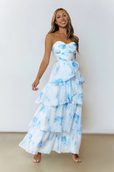 Sunlit Serendipity Strapless Maxi Dress Blue