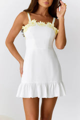 Under Sunflowers Mini Dress White