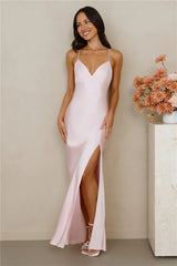 The Sophia Satin Maxi Dress Pink