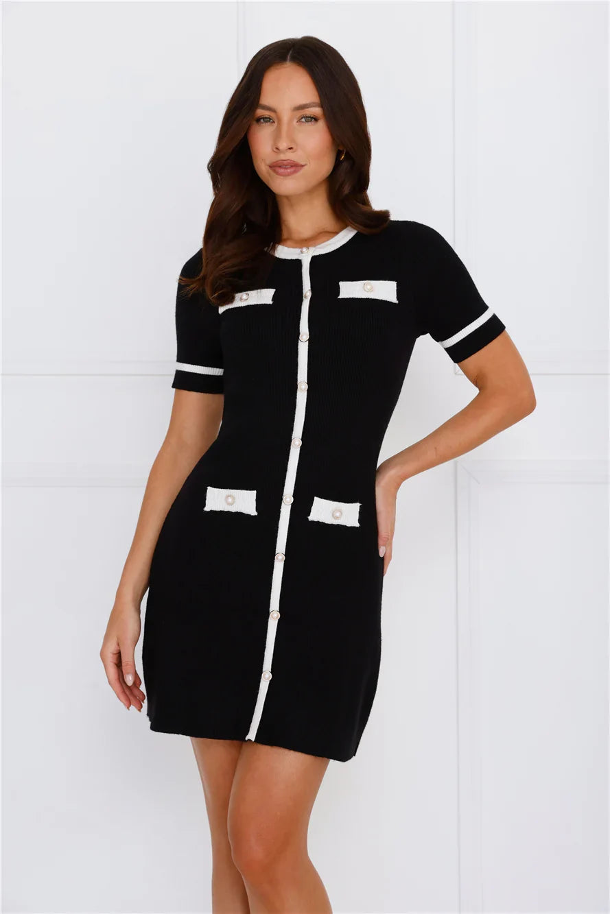 The Chateau Rib Mini Dress Black