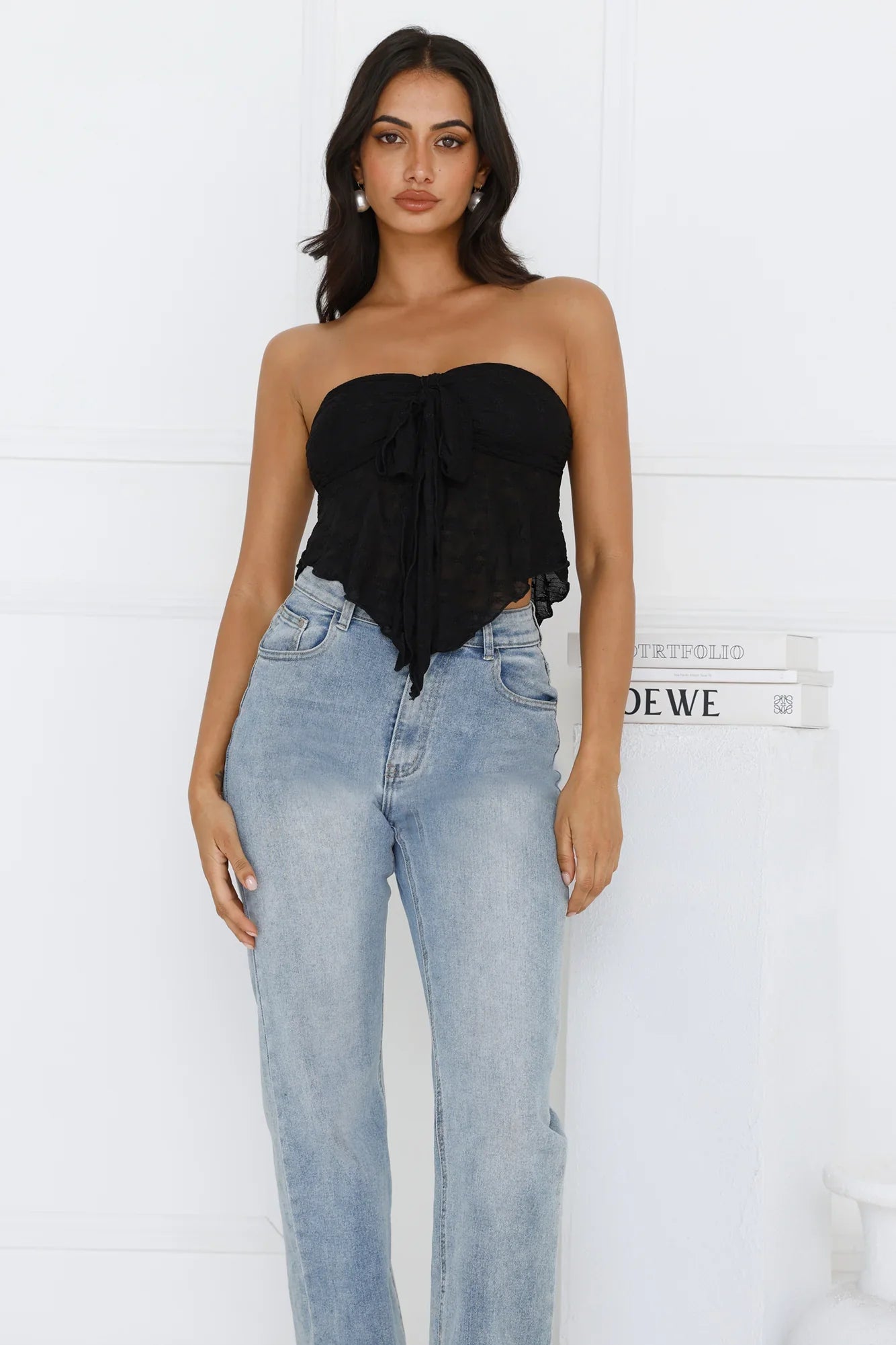 Sweet Berry Strapless Crop Top Black