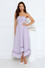 Visit The Moon Strapless Midi Dress Lilac
