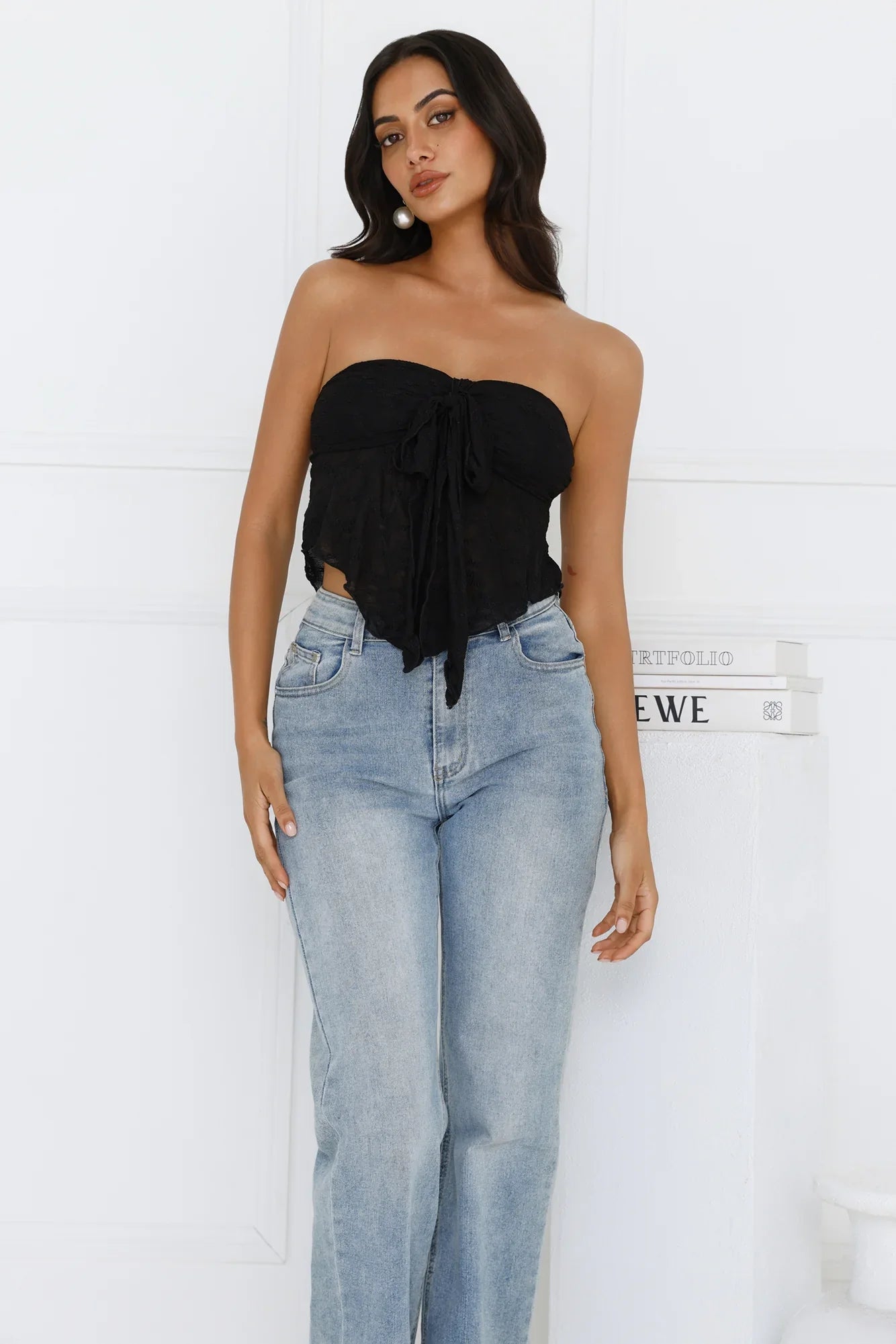 Sweet Berry Strapless Crop Top Black
