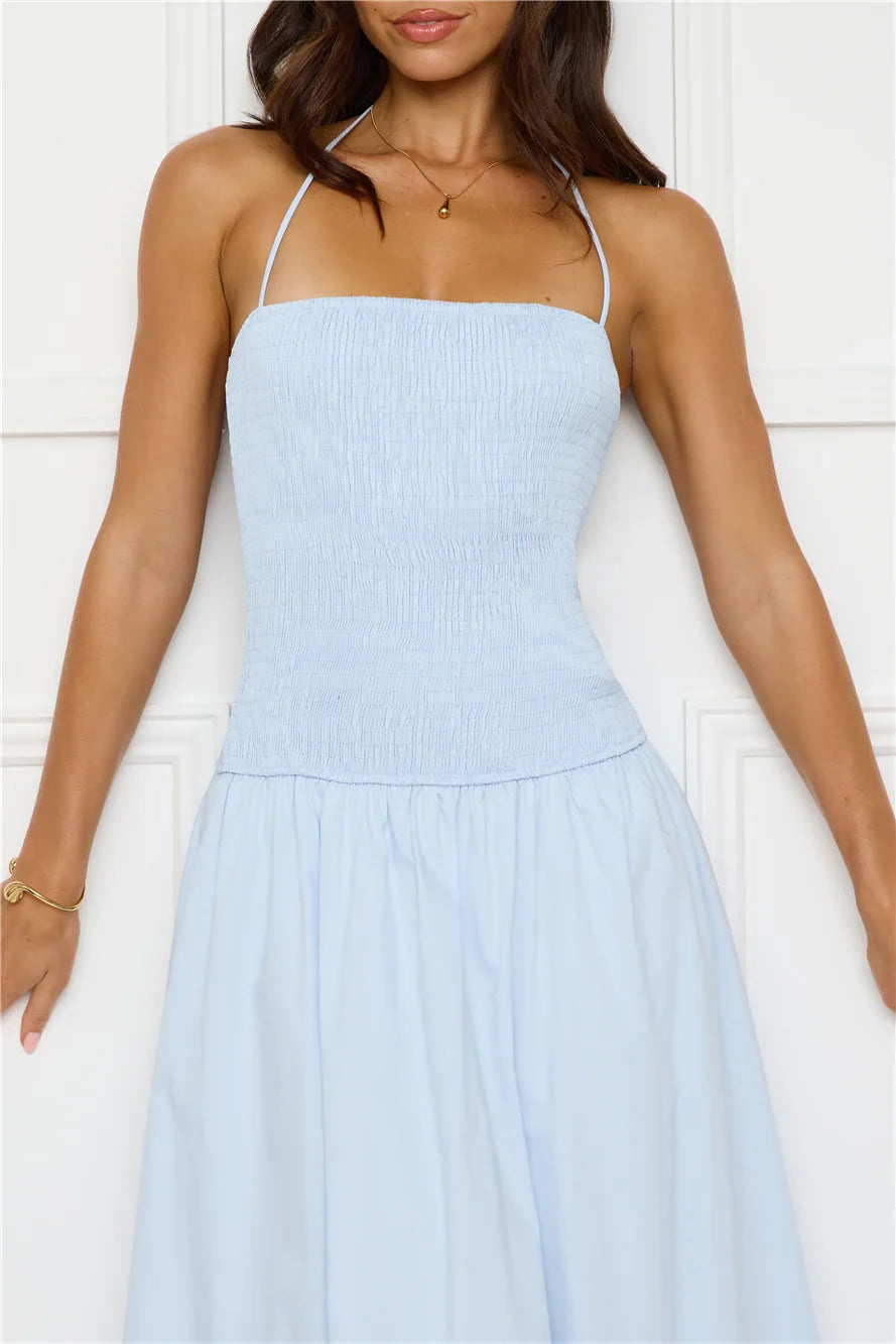 Unmatched Energy Halter Maxi Dress Blue