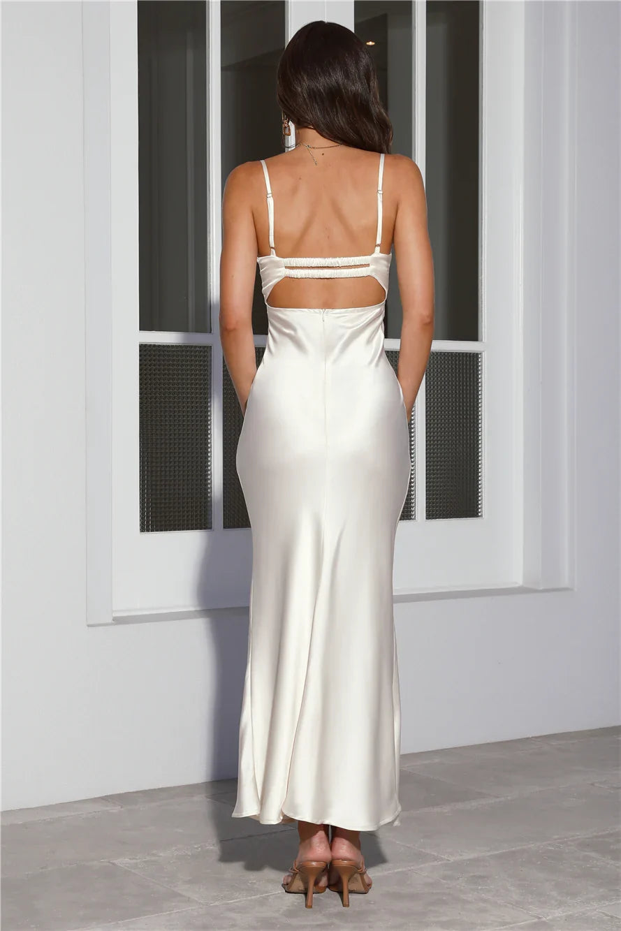Stylist Things Satin Maxi Dress Champagne