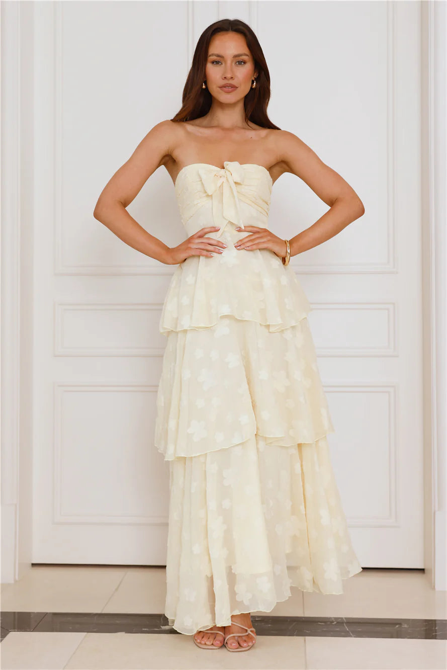 Tranquil Twilight Strapless Maxi Dress Yellow