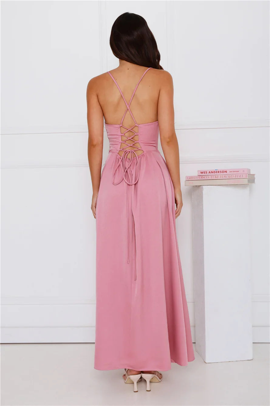 The Only Girl Satin Maxi Dress Plum