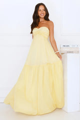Unforgettable Style Strapless Maxi Dress Yellow