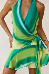 Verona Side Tie Mini Dress Green