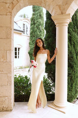 The Violetta Satin Maxi Dress Yellow