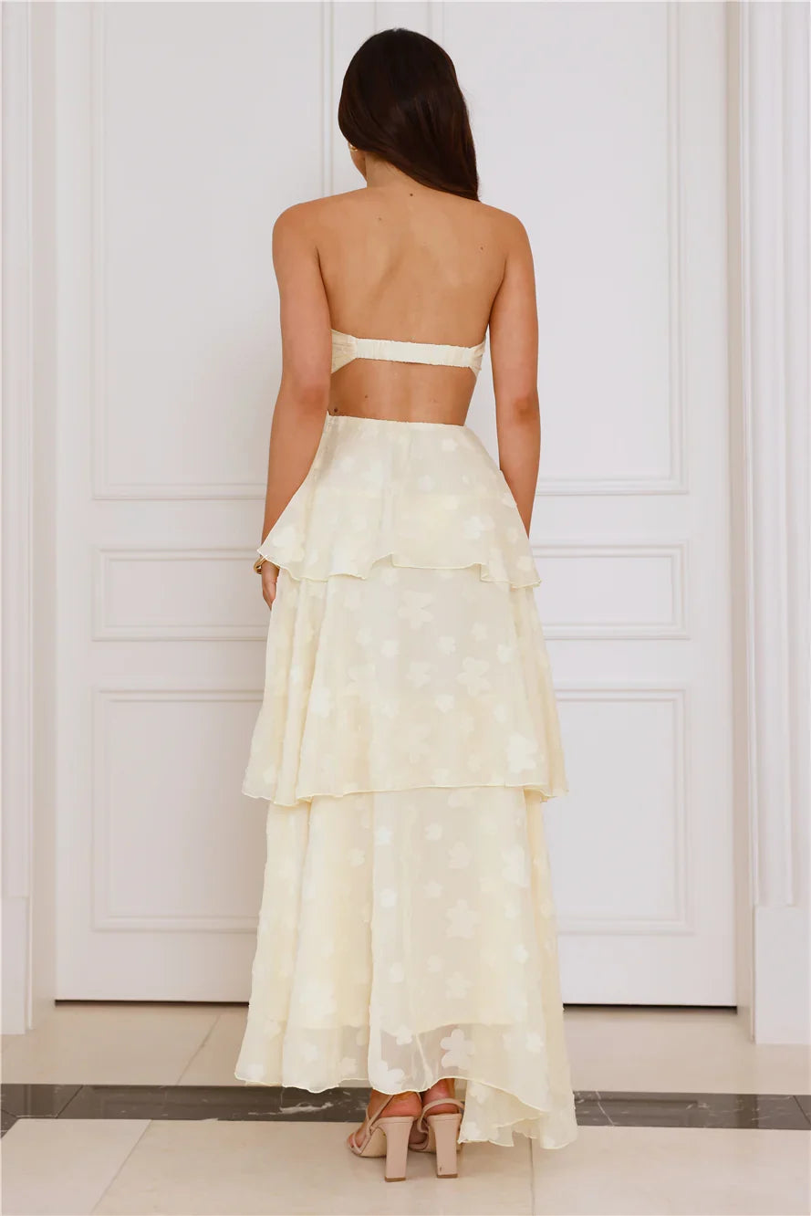 Tranquil Twilight Strapless Maxi Dress Yellow