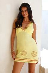 Sun Smile Linen Blend Mini Dress Yellow