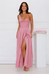 The Only Girl Satin Maxi Dress Plum
