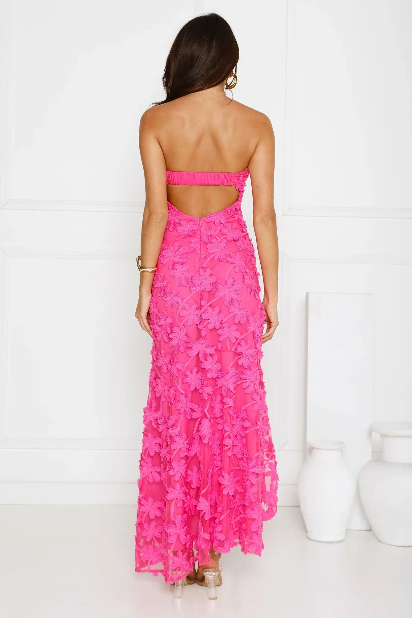 Urban Petal Strapless Maxi Dress Pink
