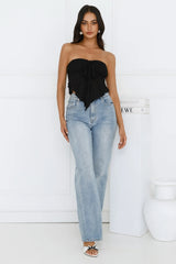 Sweet Berry Strapless Crop Top Black