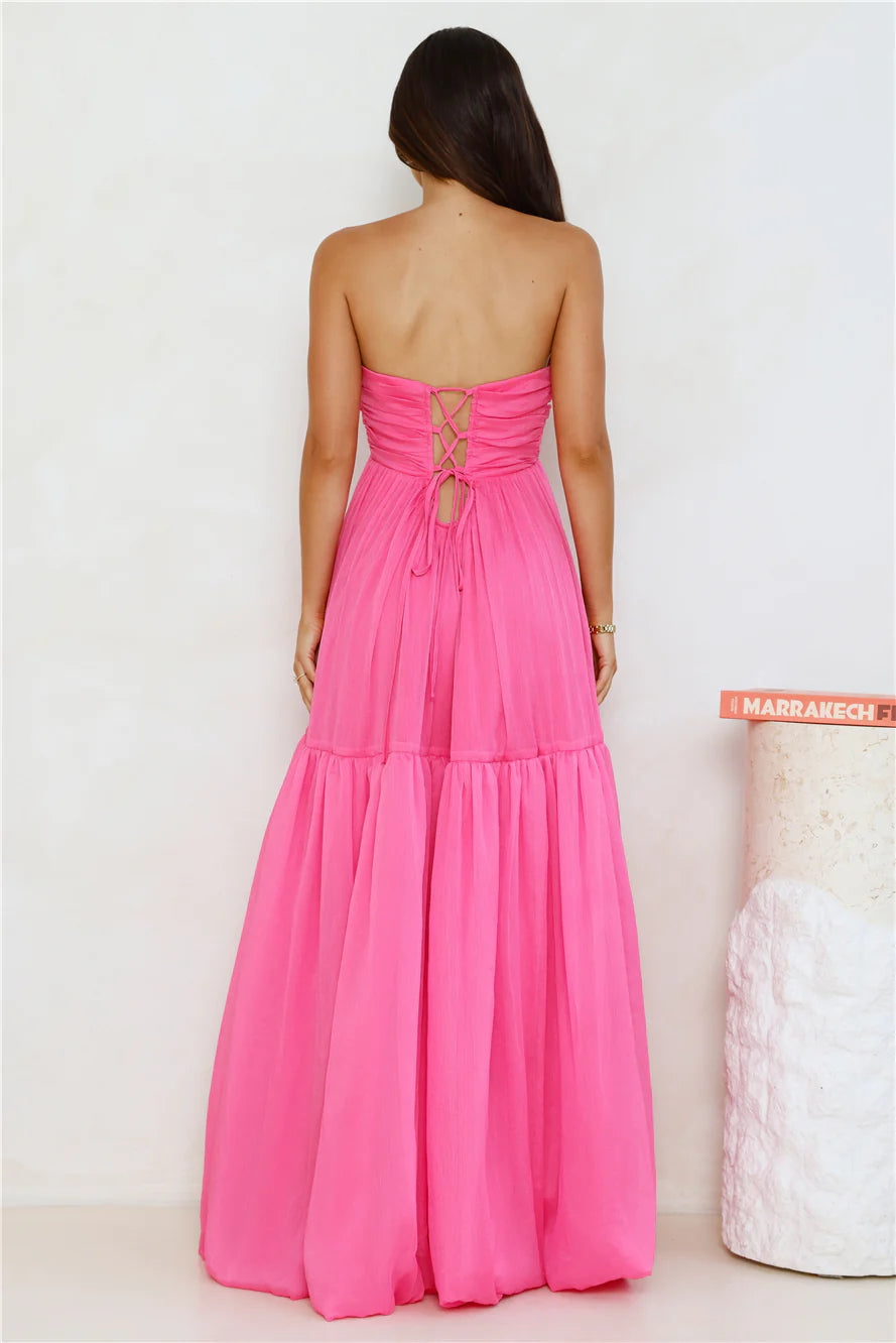 Unforgettable Style Strapless Maxi Dress Pink